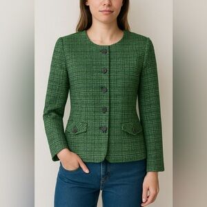 Pendleton Vintage Green Blue Tweed Wool Blazer 14